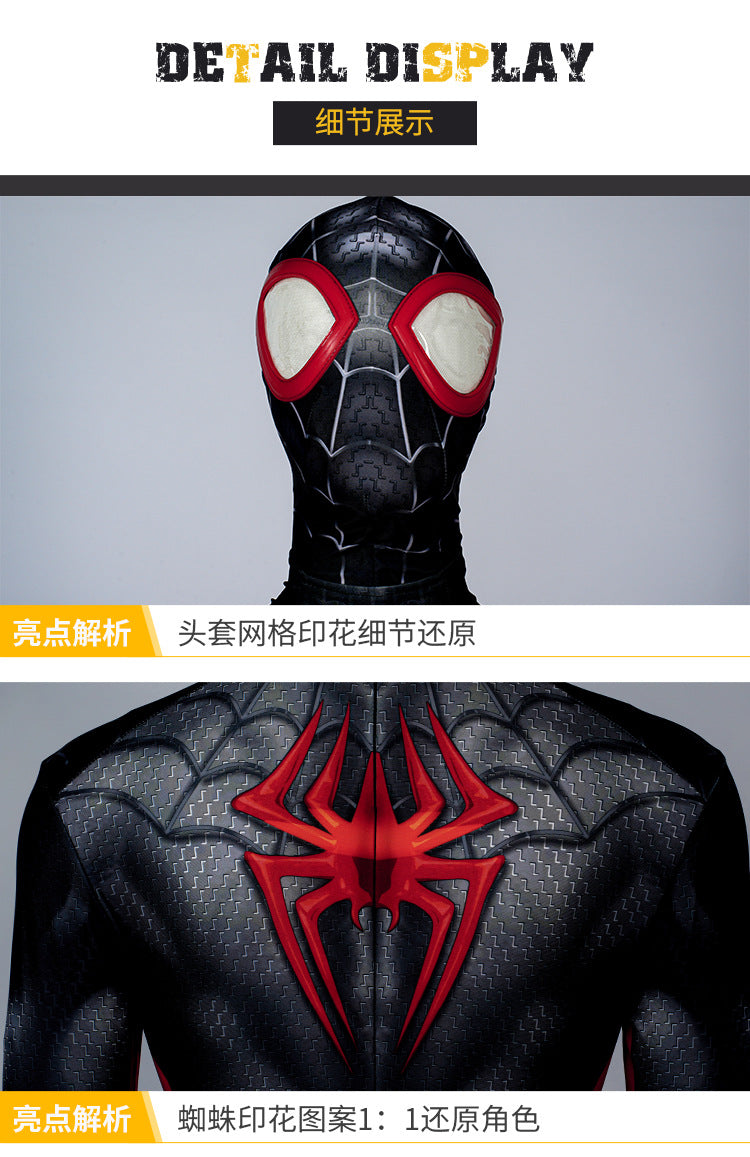 Superhero Miles Morales Cosplay Costume Jumpsuits Halloween Adult Kids Bodysuit Coat Party