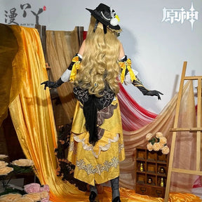 Genshin Impact Navia Cosplay Costumes Navia Caspar Wig Sunglasses Full Set High-end Fancy Dress Women Clothes