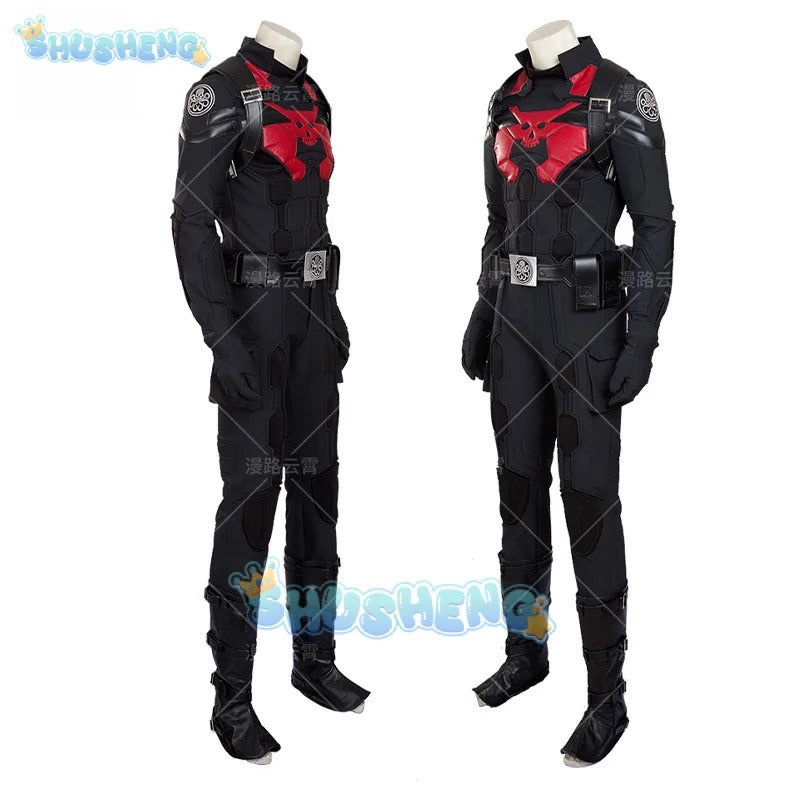 Superhero Captain Hydra Steven Rogers Cosplay Costume Headwear Shawl Pants Gloves Waist Wrap Halloween Men Fantasy Uniform