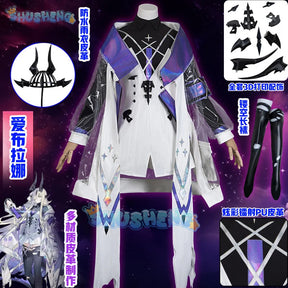 Shusheng-R Arknights Eblana Dublinn Cosplay Costume Necrass Uniform Jacket Headwear Earrings Halloween Party for Women Girls Props