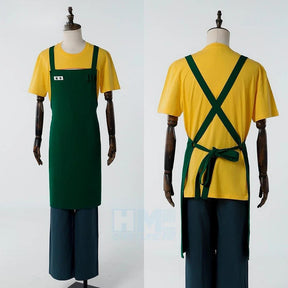 Taro Sakamoto Cosplay Anime Costume Sakamoto Days Lu Shaotang Yellow Pants Apron Glasses Halloween Party Women Men T-Shirt