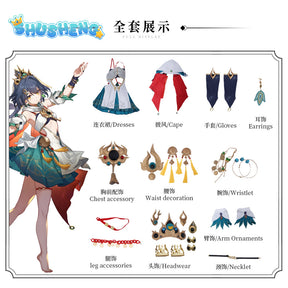 Yunli Cosplay Costume Dress Wig Honkai Star Rail Uniform Earrings Headwear Huaiyan Xianzhou Zhuming Halloween Party for Women