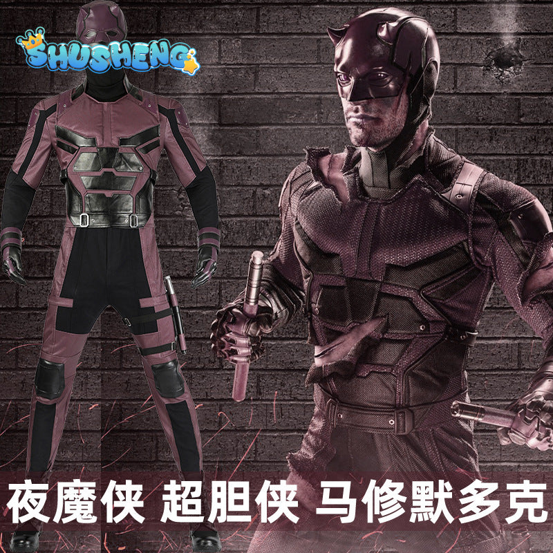 Superhero Daredevil Cosplay Costume Jumpsuit Michael Murdock Soldier Battle Suit With Headgear Full Set