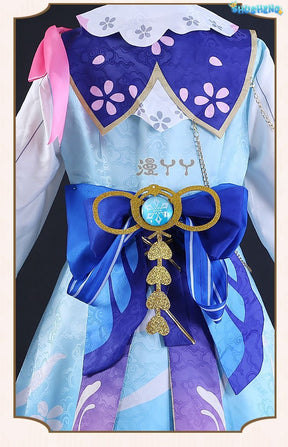 Genshin Impact Kamisato Ayaka New Skin Cosplay Costume Ayaka New Outfits Springbloom Missive Dress Hat Fan Ayaka Dress