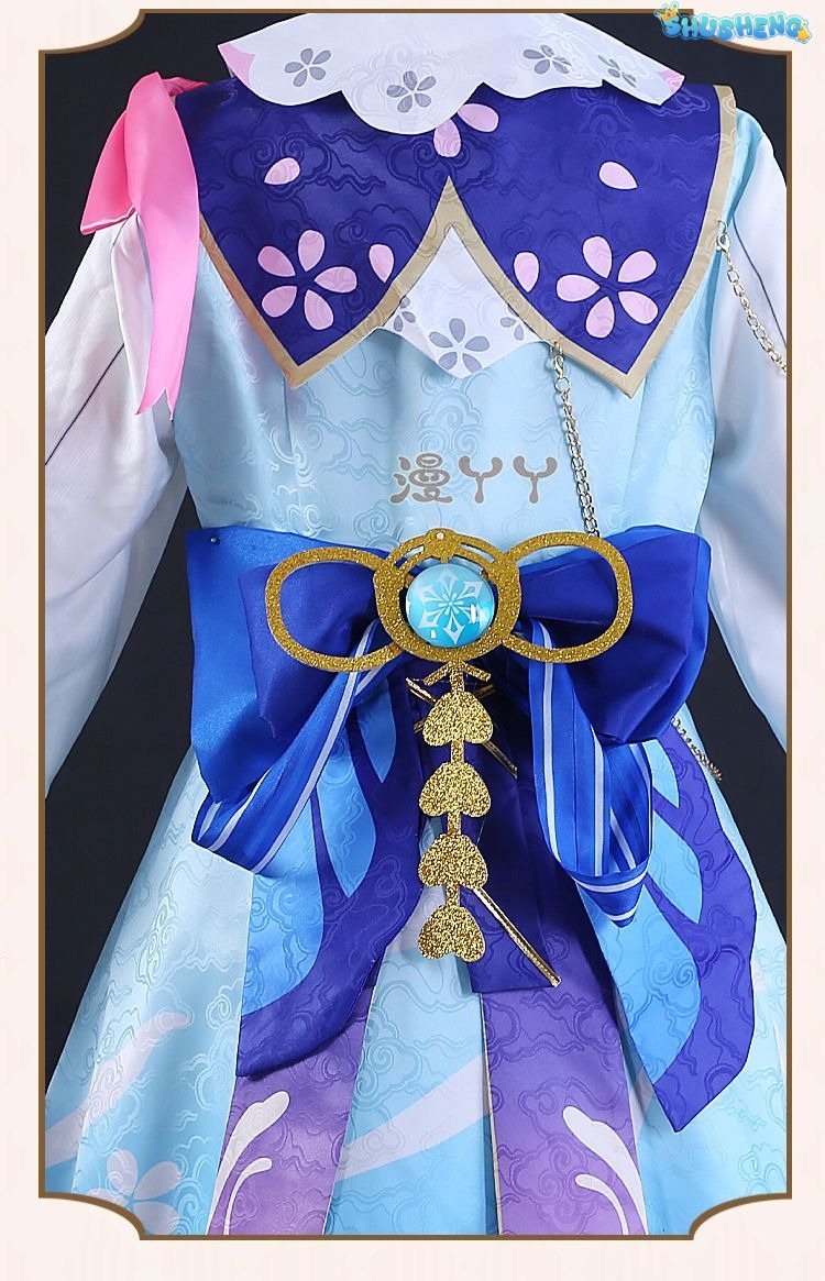 Genshin Impact Kamisato Ayaka New Skin Cosplay Costume Ayaka New Outfits Springbloom Missive Dress Hat Fan Ayaka Dress