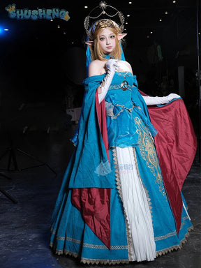 Zelda Cosplay Costume Halloween party wig Elf ears Accessories gorgeous cute Lolita dress Zelda princess Woman set