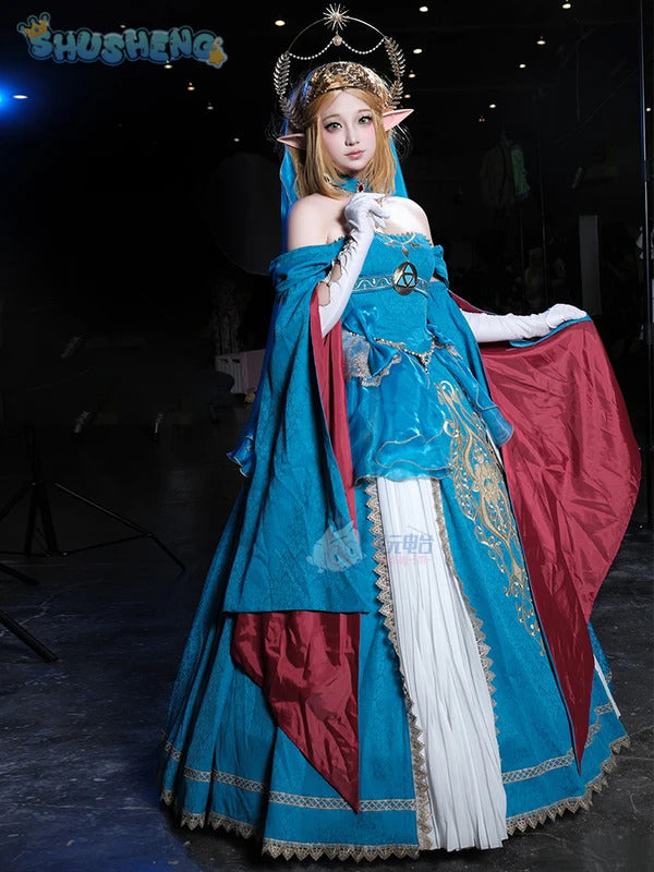 Zelda Cosplay Costume Halloween party wig Elf ears Accessories gorgeous cute Lolita dress Zelda princess Woman set
