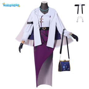 Kafka Honkai Star Rail Fanart Kafka Qipao Dress Cheongsam Cosplay Costume Canival Halloween Role Play Outfits