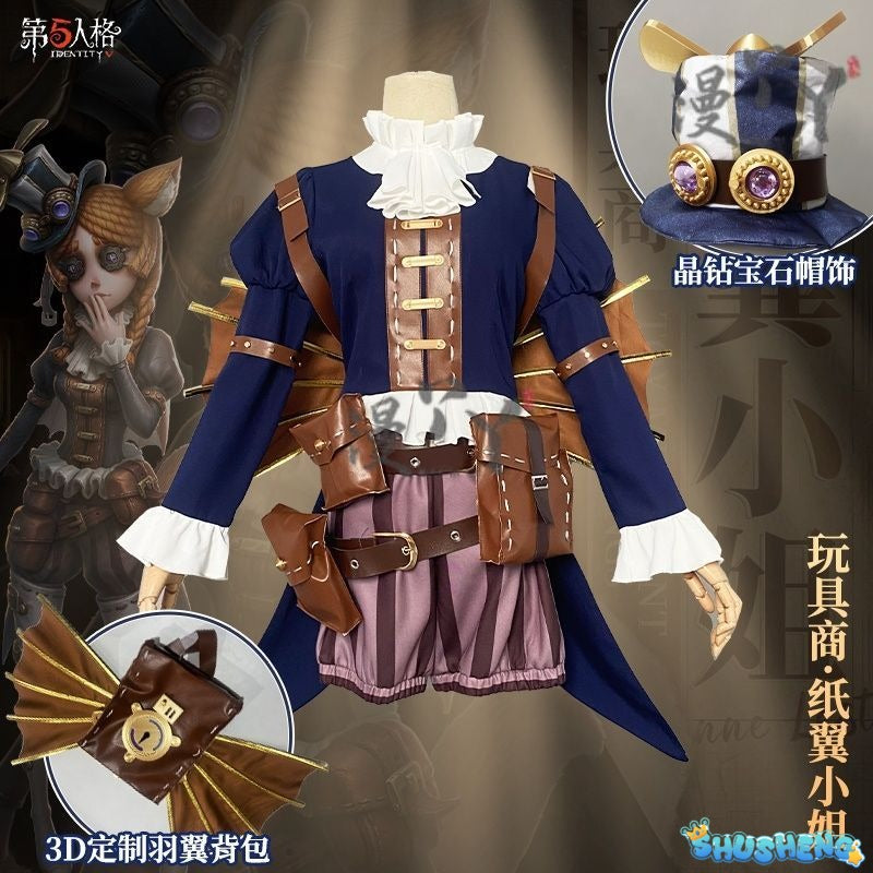 Identity Ⅴ Anne Lester Toy Merchant Cosplay Costume Hat waist bag glasses tie Halloween Gothic casual uniform Woman Man New set