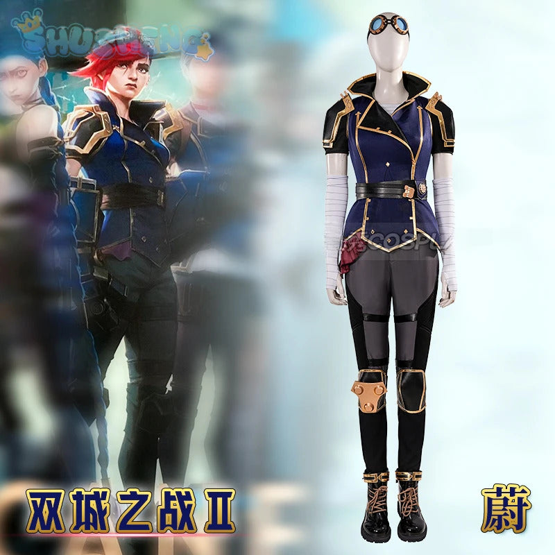 Vi The Piltover Enforcer Cosplay Game Arcane Season 2 LOL Costume Fashionable Handsome Accessories Props Shoes Halloween Uniform