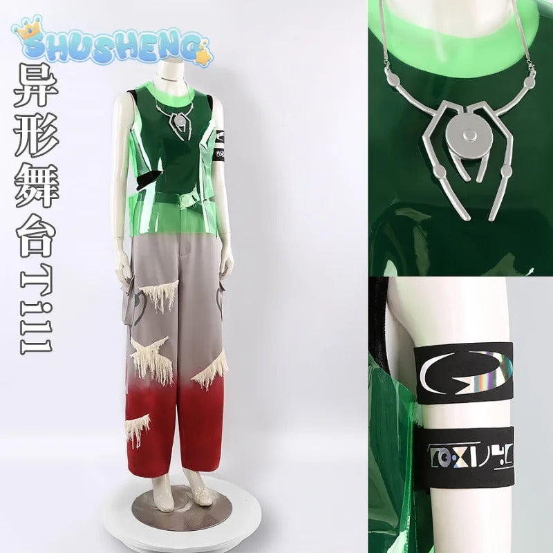 Alien stage till Cosplay r7 round7 Costume New Fashion Men Women Tank Top Pants Necklace Belt Set Party Carnival Fashion Uniform