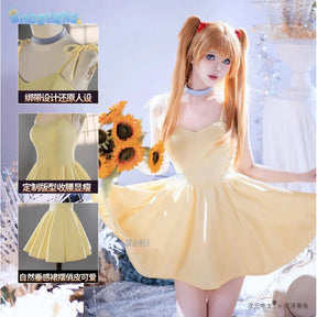 Asuka Langley Soryu Anime EVA Cosplay Costume Halloween Carnival Yellow Summer Sweet Dress Adult Women's New Uniform S-XL
