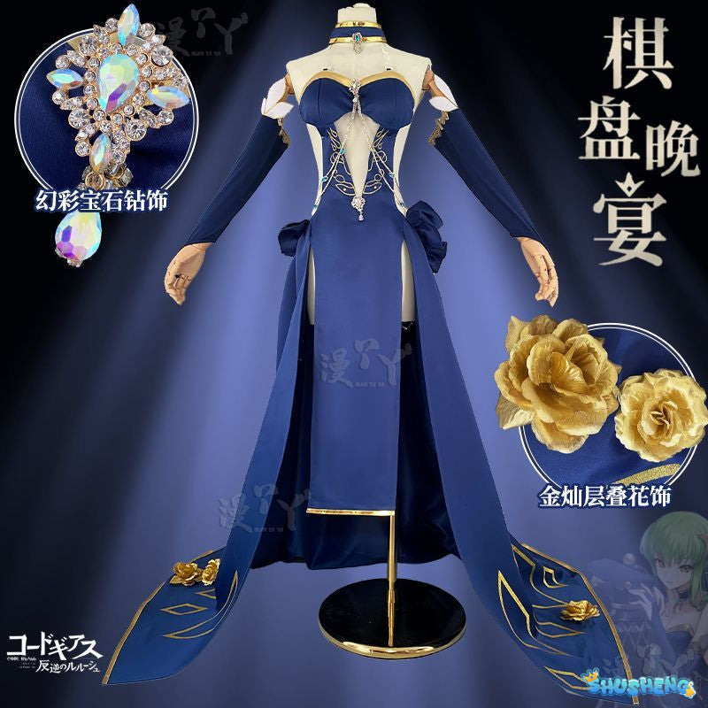 C.C. Cosplay Lelouchh Chessboard Party Gown Mahjongg Soul CC Lelouchh Cosplay Costume