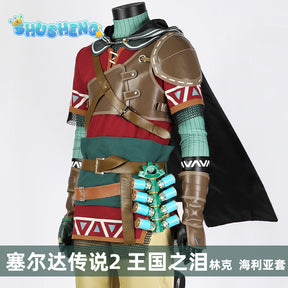 Kingdom Cosplay Disguise Link Hylian Cosplay Costume Hylian Tunic Hood Design Outfit and Accessories Custom Size for Man