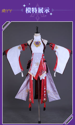 Genshin Impact Yae Miko Full Set Guuji Yae Cosplay Costume Wig Earning Headwear Ears Tail for Comic Con