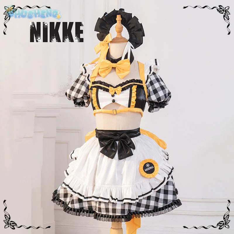Goddess of Victory: Nikke Modernia Cosplay Marian Costume Sweet maid Lolita dress headband necklace prop Halloween women set