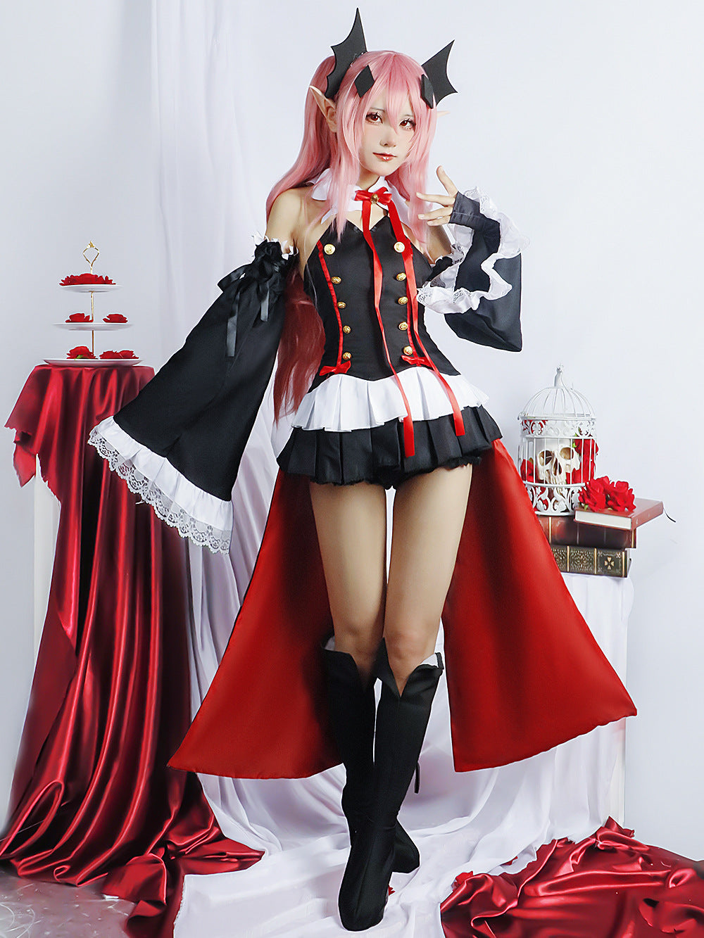 Krul Tepes Cosplay Seraph of The End Seraph of The End Vampire Uniform Wig Dress Headwear Cos Halloween Party Carnival Party Set