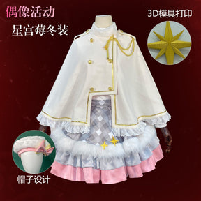 Anime Hoshimiya Ichigo Aikatsu Cosplay Costume Party Loverly Winter Autumn Cloak Hat Socks Dress Halloween Set Girl Uniform