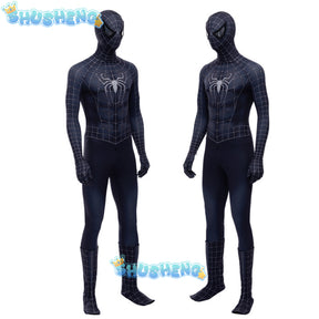 Black Spiderman Costume Cosplay Bodysuit 3D Printed Spandex Superhero Zentai Outfits Halloween Costume BodySuit