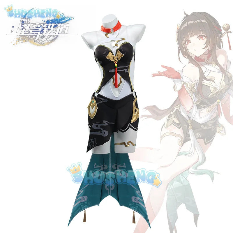 Game honkai: Star rail lingsha cosplay anime women fashion costume role play clothing Halloween carnival outfit full set