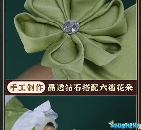New Mikuu Matcha Sakura Green Cosplay Costume Parfait Apron Long and Wide Sleeved Dress Girl Kimono Wig Women Birthday Party Gift