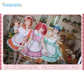 LoveLive!Superstar!!Uehara Ayumu Ruby Kurosawa Wakana Shiki Cosplay Costume Socks Apron Tie Hair Clip Wig Halloween Maid Set