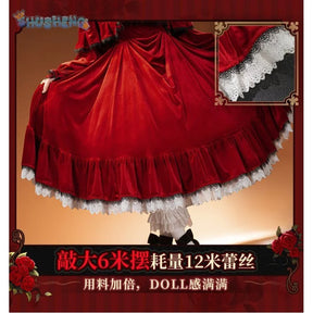 Rozen Maiden Shinku Cosplay Pure Rubin Costume Cloak accessories Props Halloween carnival gorgeous red oversized dress set