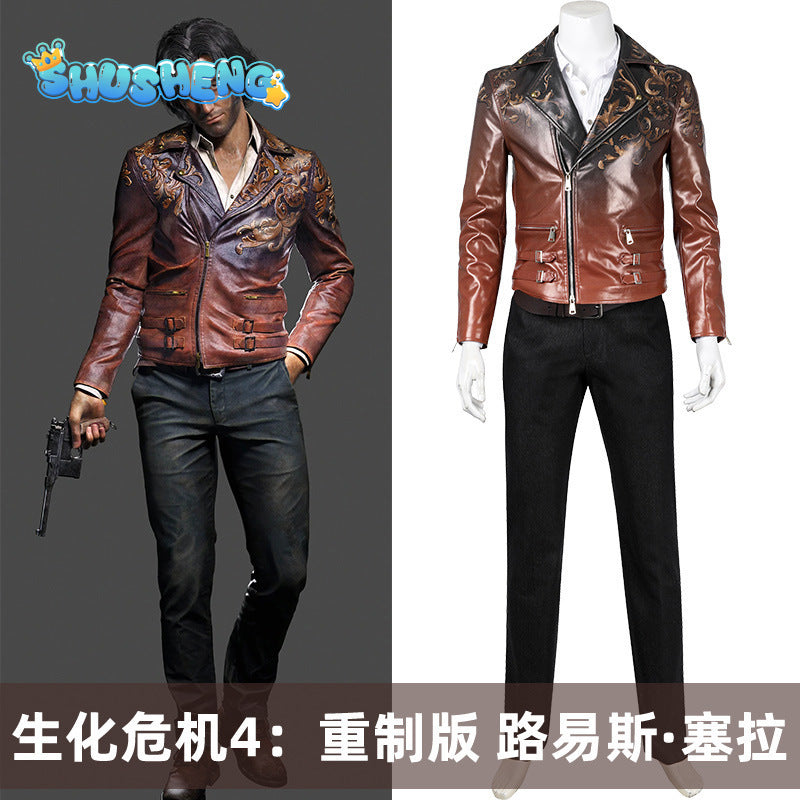 Male Resident Cosplay Luis Cosplay Resident Evil 4 Costume Coat Shirt Pants Outfit Halloween Comic Con Remake Battle Suit Custom Size