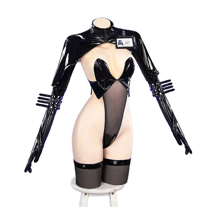 Game Sur Lane Mogador MNF Cosplay Costume Halloween party sexy black leather jumpsuit uniform accessories wig props women's set