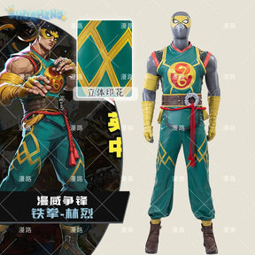 Game Iron Fist Cosplay Rivals Costume Vest gloves belt, mask shoe set Halloween party men's fantasy Iron Fist uniform XS-XXXL