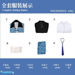 Hotori Tadase Cosplay Anime Shugo Chara! Costume Shawl Blue School Uniform Pant Suit Shirt Shorts Tie Roleplay Suits