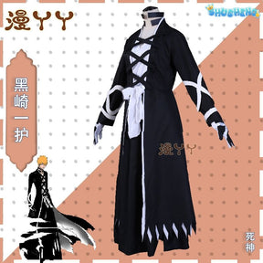 Anime Bleach Kurosaki Ichigo Cosplay Costume Japanese Manga Cosplay Black and White Outfit Halloween Role Play Uniform for Men