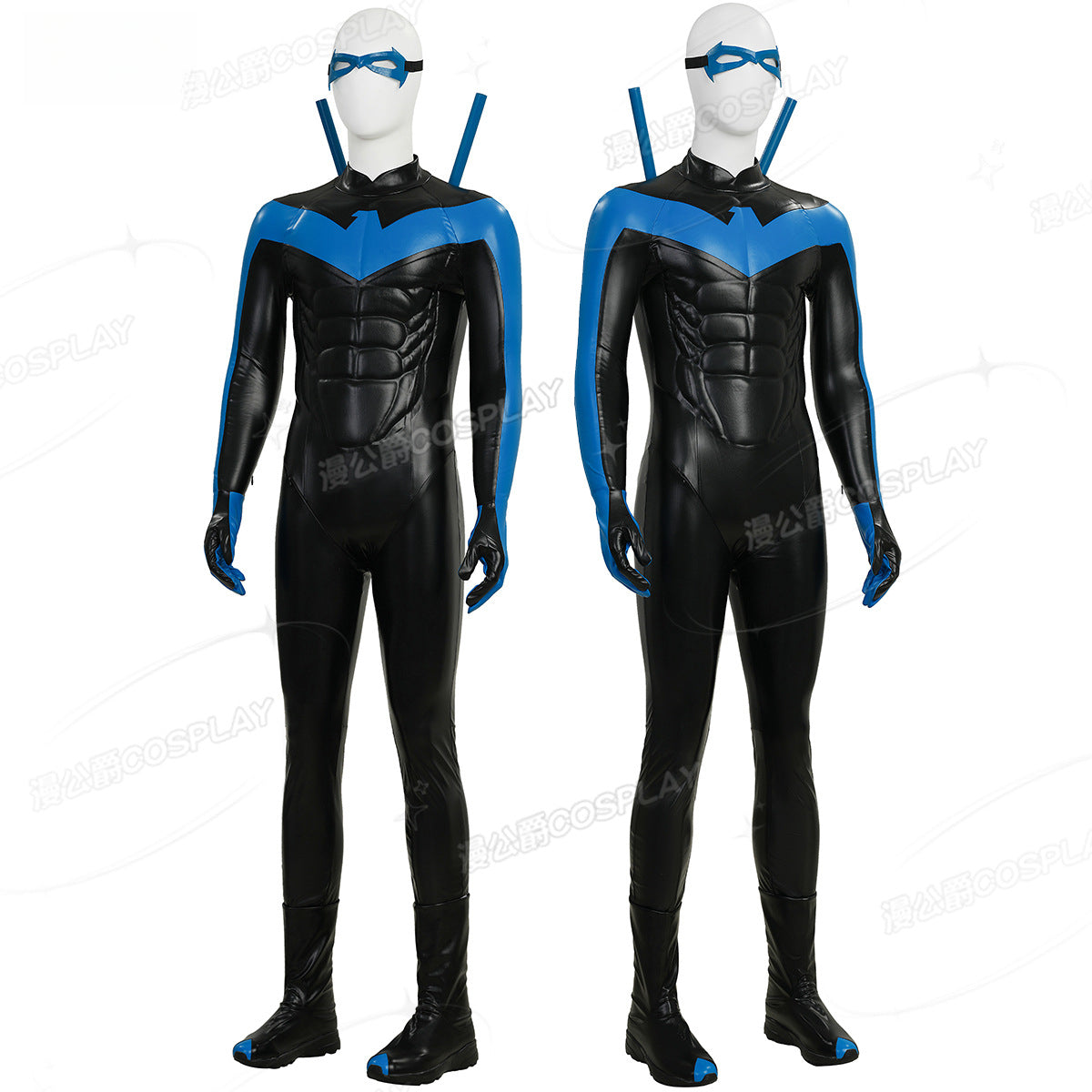 Shusheng-R Nightwing Dick Grayson Cosplay Costume 3D Jumpsuit Catsuit Zentai Man Halloween Party Bodysuit Shoes
