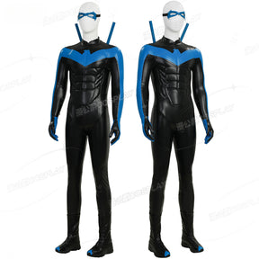 Shusheng-R Nightwing Dick Grayson Cosplay Costume 3D Jumpsuit Catsuit Zentai Man Halloween Party Bodysuit Shoes