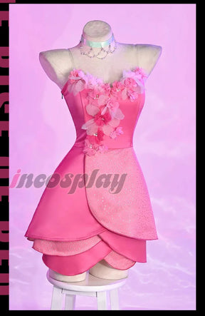 Flora Chongqing 2025 Cosplay Costume Halloween Party New Pink Dress Necklace Prop Set Men Women Fashion Flora Uniform