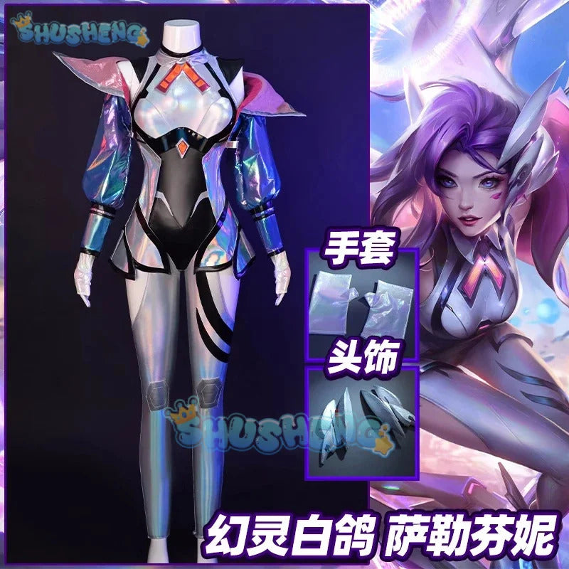 Seraphine cosplay costume game lol anime women fashion jumpsuit coat battle dove uniform Halloween costume role paly clothing