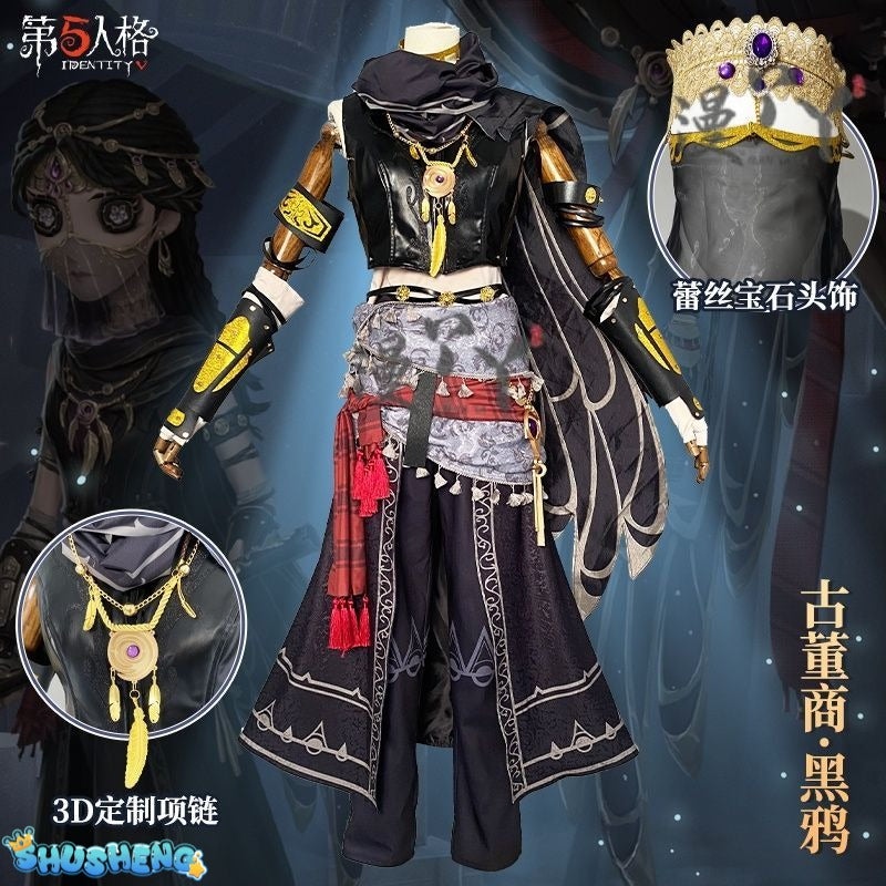 Game Identity V Antiquarian Qi Shiyi Cosplay Costume Crow Cosplay Black Uniforms Halloween Party Role Play Outfit Suit for Woman