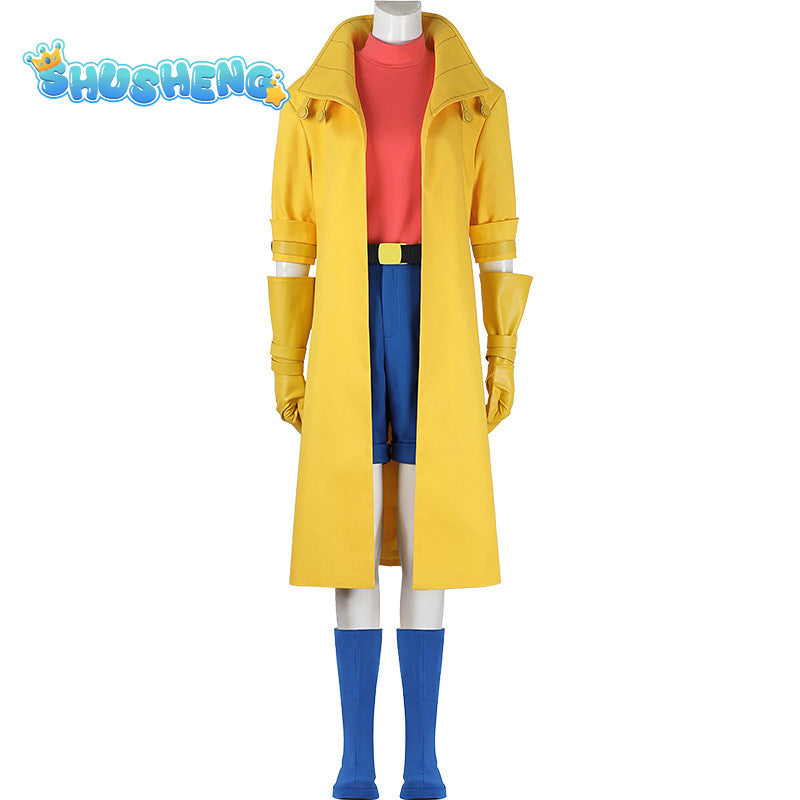 Adult Sexy Female X Police 97 Man Jubilation Lee Jubilee Halloween Carnival Cosplay Costume Yellow Trench Coat