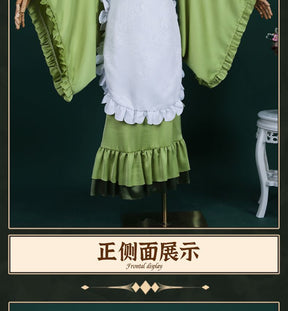 New Mikuu Matcha Sakura Green Cosplay Costume Parfait Apron Long and Wide Sleeved Dress Girl Kimono Wig Women Birthday Party Gift