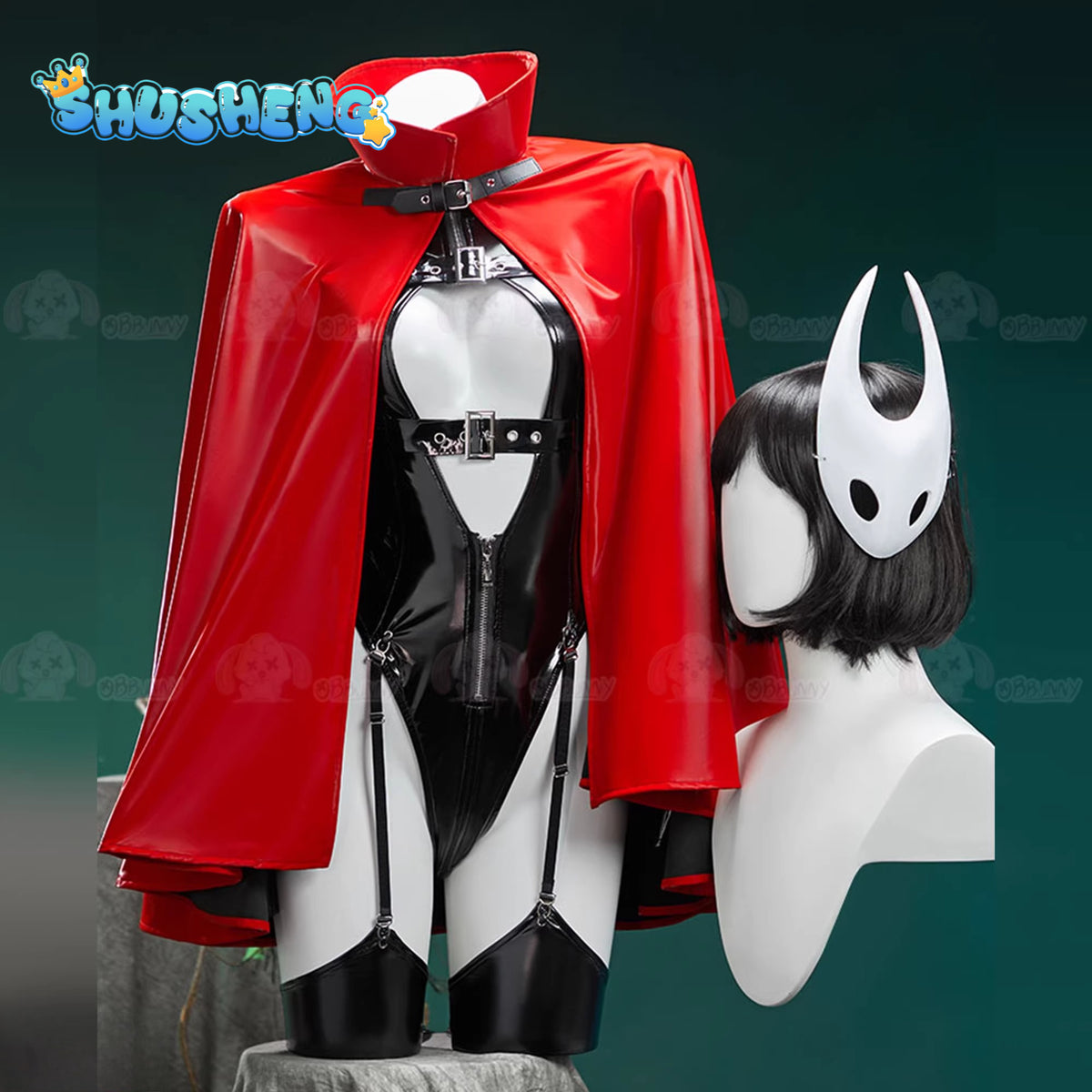 Hollow Knight: Silksong Red & Black Hornet OC Halloween & Christmas Costume PU Leather Cape Jumpsuit Cosplay Costume full set S-XL Shusheng