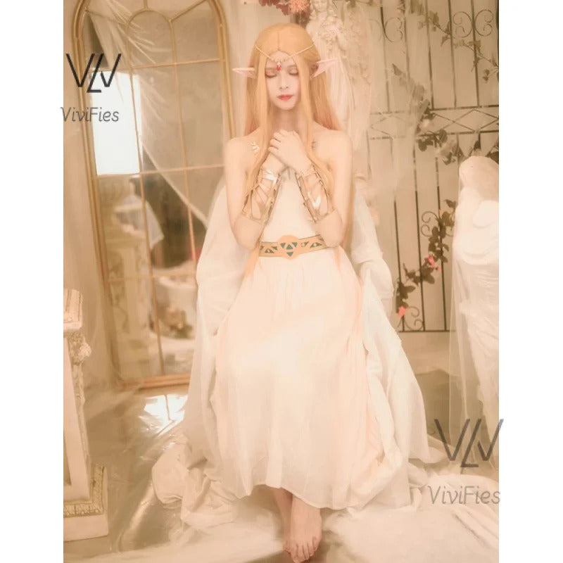 Game Zelda Princess Dress Cosplay Elegant Sexy Fairy Clothing Uniform Headdress Accessories Set Halloween Woman Costume Outfit