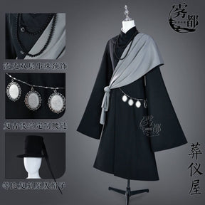 Anime Black Butler Kuroshitsuji Undertaker Cosplay Costume Halloween Party Costumes Custom Made Full Set Hat Chain Hot Sale