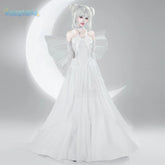Sailor Tsukino Usagi Moon Cosplay Costume White Moon Dress Wings Bow Sleeves Set Wig For Christmas Halloween Game Party