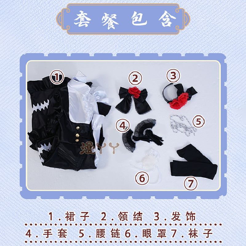 Kurumi Tokisaki Cosplay Costume Anime Date A Live Worst Spirit Dress Maid Uniform Headband Eye Patch Gloves Halloween