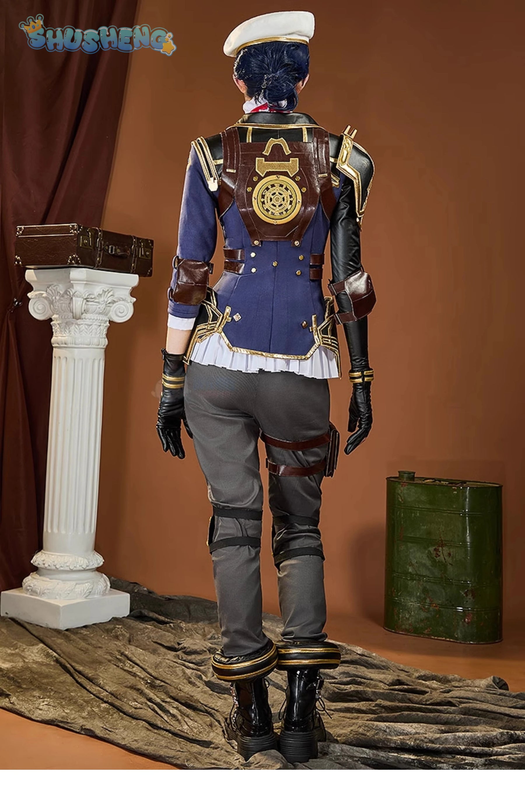 Caitlyn·Kiramman LOL Cosplay Arcane Season 2 costume Hat Shoulder Armor Gloves Leg Bag Set Party Carnival Handsome Woman Uniform