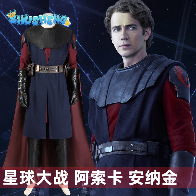 Jedi Knight Anakin Skywalker Cosplay Costume Movie Space Battle Warrior Roleplay Leather Armor Suit Adult Halloween Party Outfit