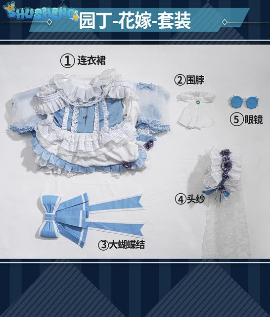 Identity V Emma Woods Gardener Flower Wedding Valentine's Day Elegant Dress Cosplay Costume Halloween Party Outfit