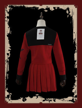 The Hundred Line -Last Defense Academy- Cosplay Tsukumo Kako Costume Red JK Dress Coat Tie Headwear Halloween Men Women Uniform