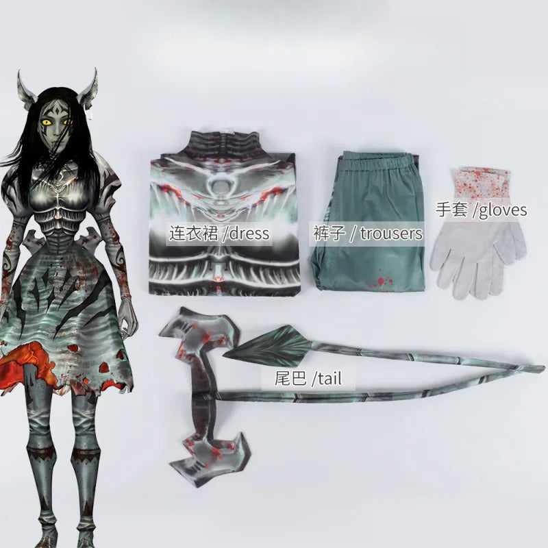 New Alice Cosplay Game Alice: Madness Returns Costume Dark Night Devil Tail Dress Gloves Pants Sexy Set Party Carnival Uniform