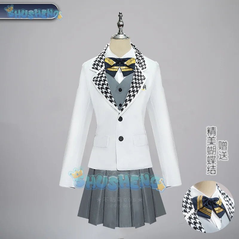 Blue Lock Anime Reo Mikage Cosplay Costume Wig School Uniform Embroidery Suit Skirt Shirt Vest Tie Rose Net Synthetic